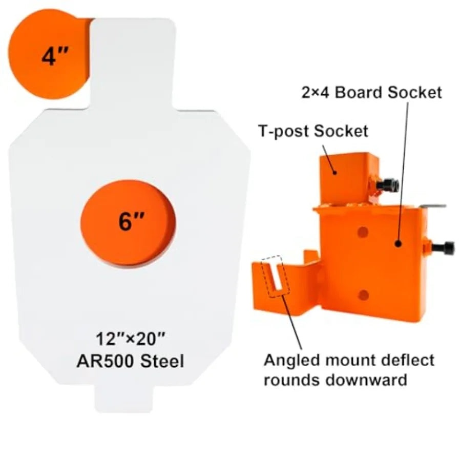 AR500 Steel Hostage Target 12 x 20 x 3 8 Armored Steel  Reactive IDPA Shooting Target with 2X4 TPost Bracket for Reali