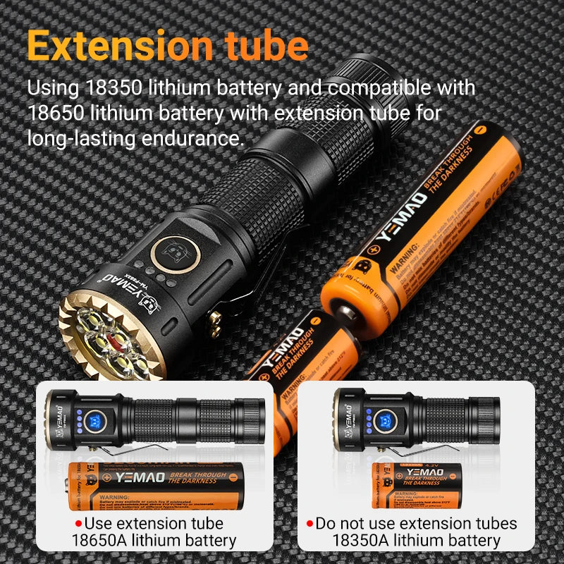 YEMAO F337X Powerful Led Flashlight 7 XTE Leds 3000 Lumens 200 Meters 18650 Battery Multi-color Auxiliary Lights EDC Torches