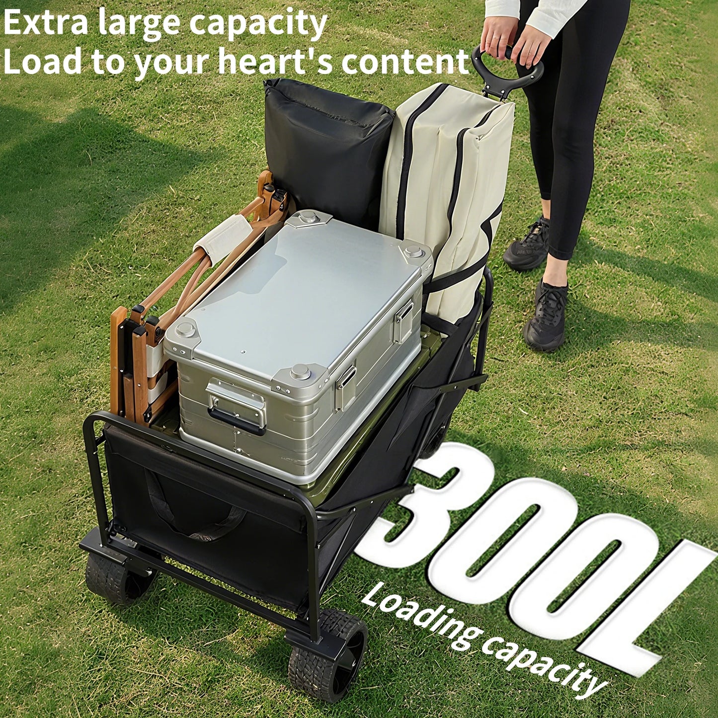 Foldable Portable Picnic Outdoor Camping Cart Heavy Duty Folding Utility Cart Shopping Beach Collapsible Folding Utility Cart