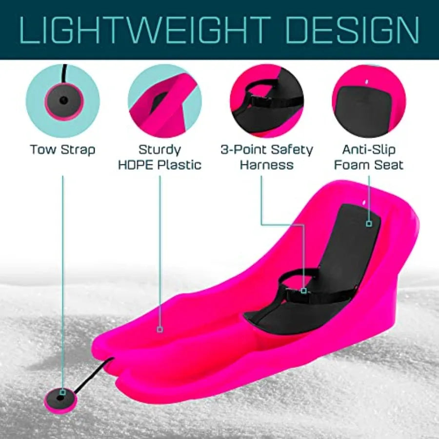 Gizmo Riders Baby Rider Toddler Sled with 3-Point Harness Anti-Slip Seat Retractable Tow Strap Durable Plastic Suitable for 6 M