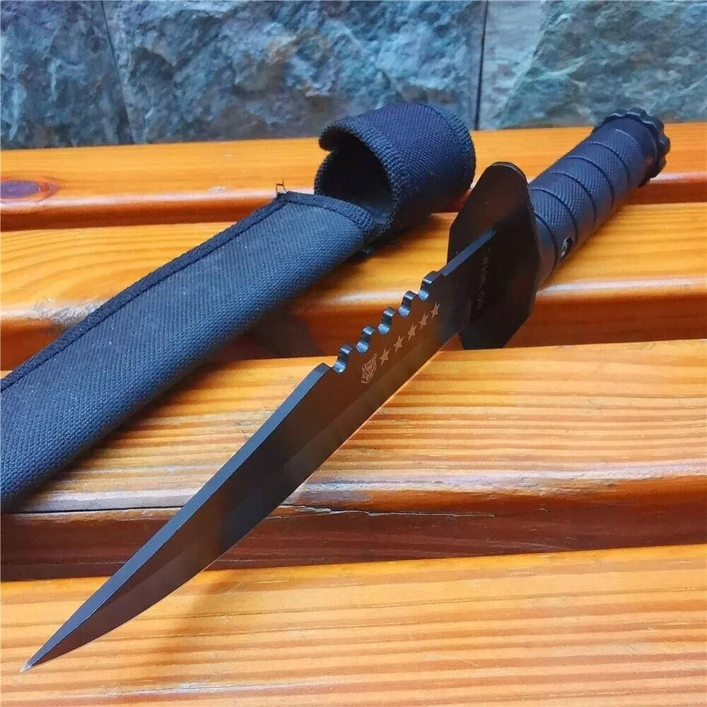 11.22 Inch Hand Forged Stainless Steel Camping Mountaineering Defense Knife Tool