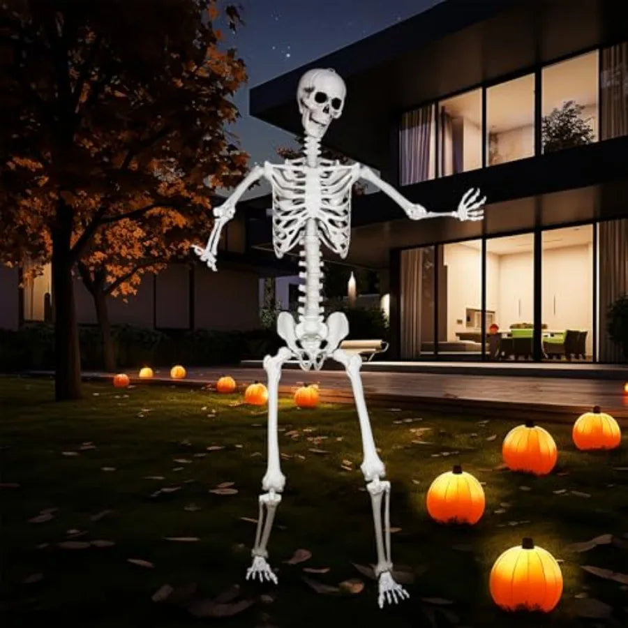 Halloween Giant Skeleton, Large Realistic Full Body Skeleton with Movable Joints for Halloween Party Haunted House Indoor Outdo