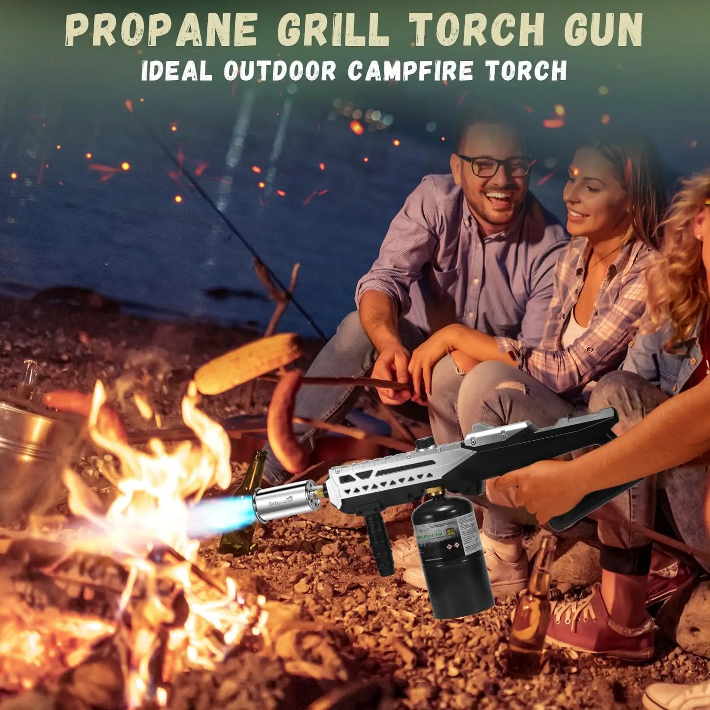 Adjustable Propane Grill Torch for BBQ, Campfire, Charcoal Grills - Tank Not Included