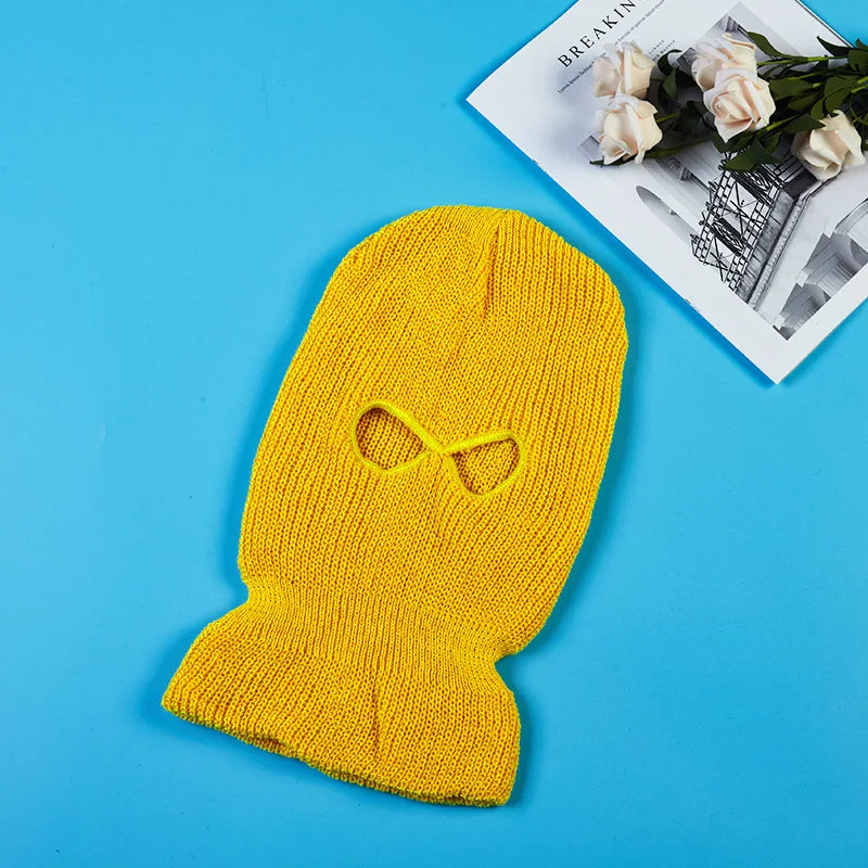 Motorcycle Ski Full Face Masks Cover Windproof Winter Warm Hat 2 Holes Soft Comfortable Windproof Knit Hat Scarf
