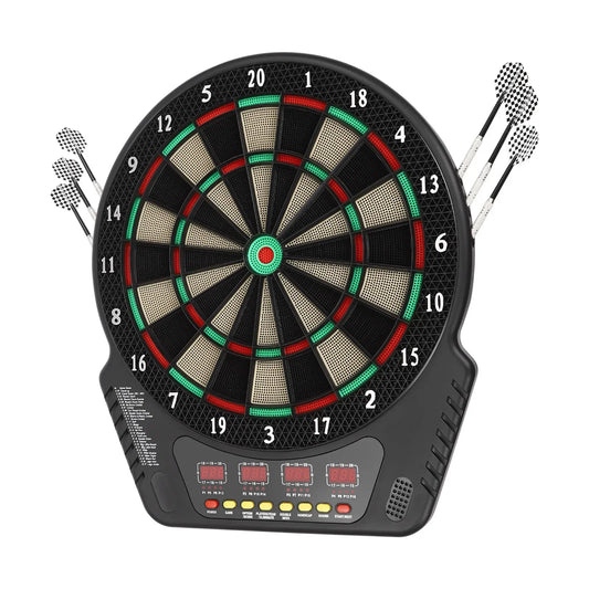 Electronic Dart Board, Electronic Scoreboard with 27 Players 4 LED Screens Supports Up to 16 Players Dual Power Supply Dart Boar