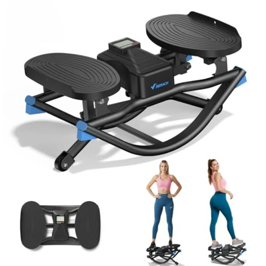 Rocking Stepper Ski Machine with 3D Motion Stepper Design for Home Workout - 330 lbs Capacity Compact Space-Saving Desig