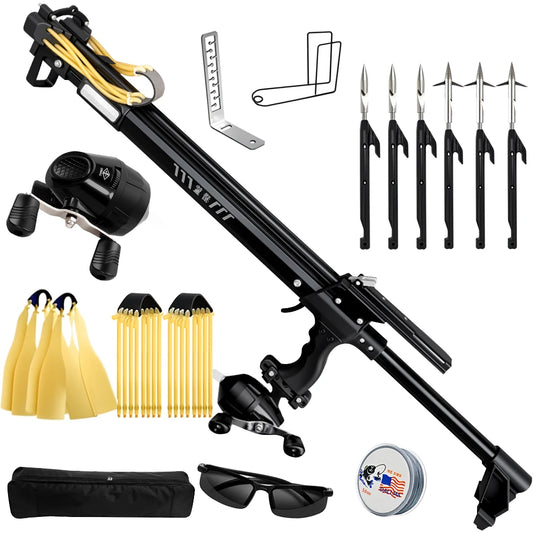 Complete Outdoor Fishing Slingshots Reel Kit with Telescopic Aluminum Rod for Fishing, Adult Professional Slingshot