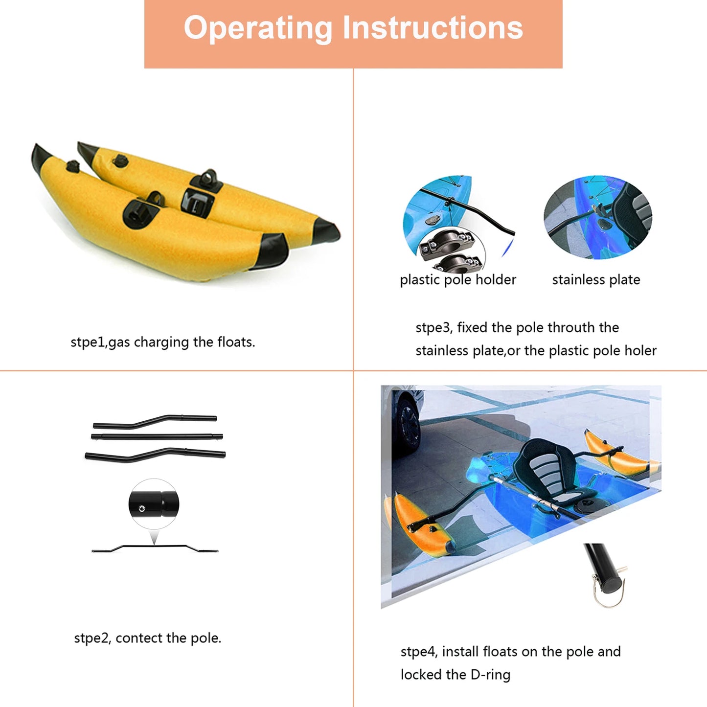 NEW Kayak Outrigger Stabilizer Inflatable Kayak Stabilizer PVC Canoe Outrigger Kit Floating Balancing Boat Accessory