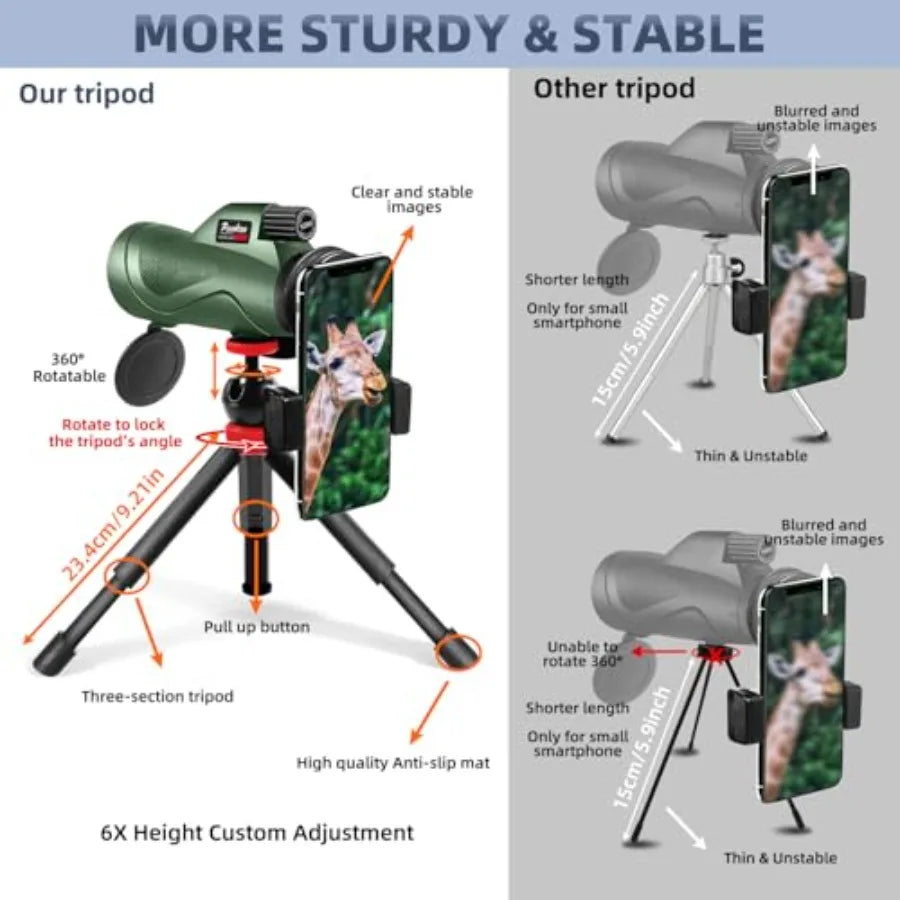12x60 Powerful Binoculars for Adults with Smartphone Adapter Tripod Plus Portable Bag BAK4 Prism FMC Lens Large Vision Ideal fo