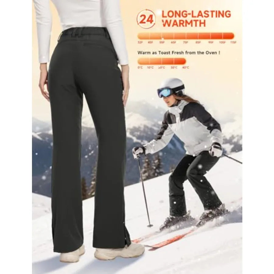 Moosehill Women's-Snow-Ski-Pants-Fleece-Lined-Waterproof-Thermal Insulated Warm for Snowboard Winter Hiking