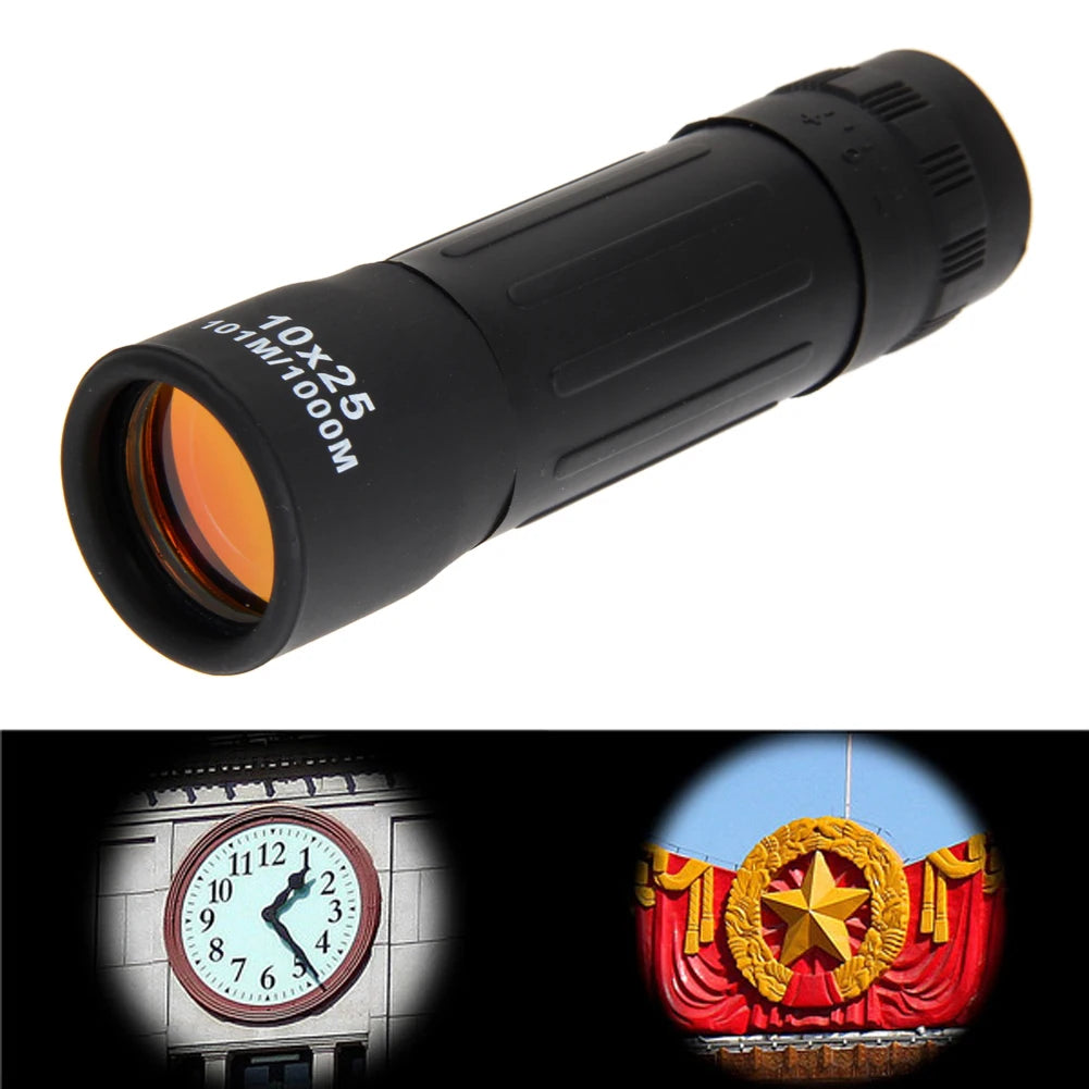 10x25 Monocular Telescope Night Vision Mini Hunting Telescope Adjustable Focal Length with Cleaning Cloth for Outdoor Activities