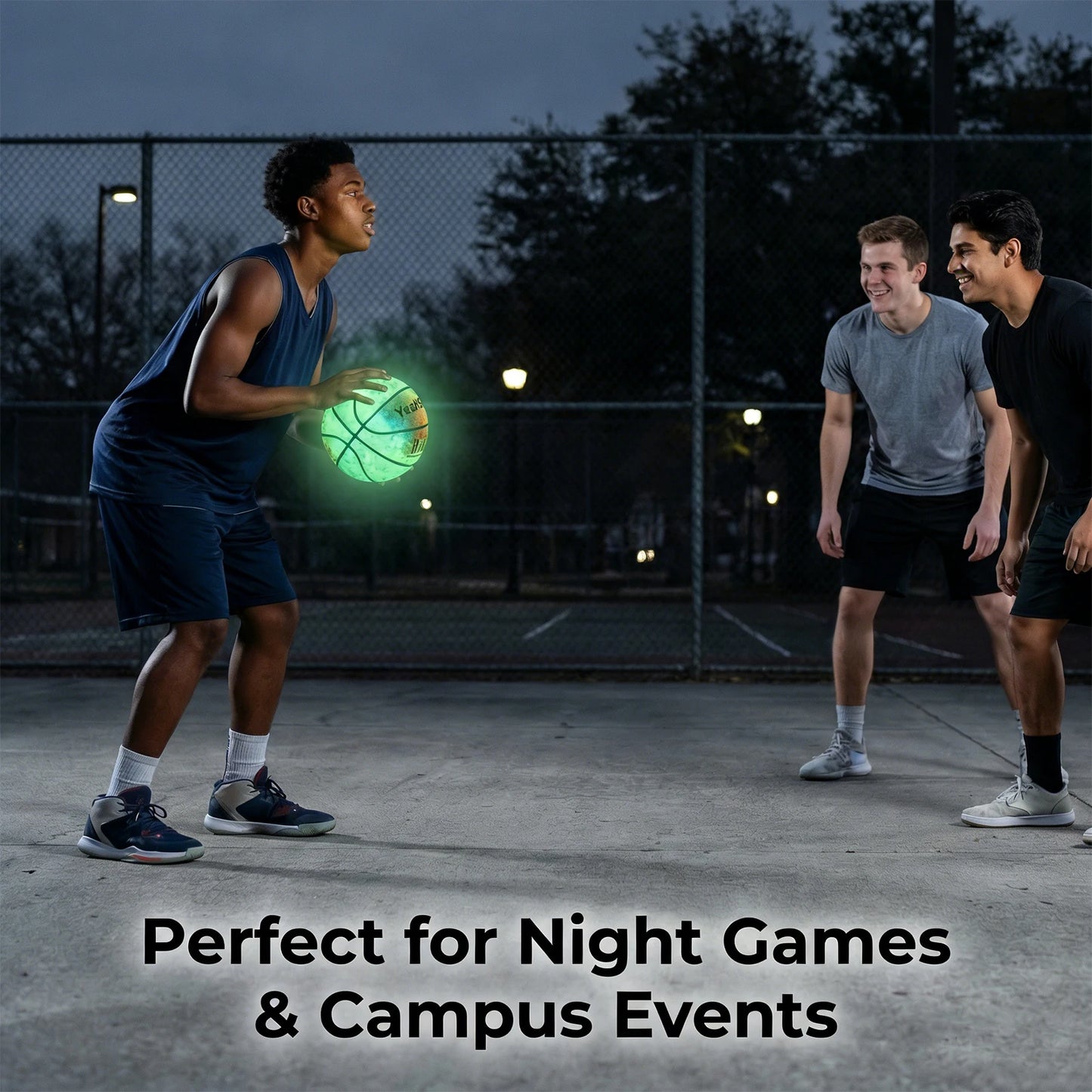 Glow in The Dark Basketball, Glowing Leather Luminous Basketball Ball Gift for Youth, Men, Women, Indoor-Outdoor Night Game