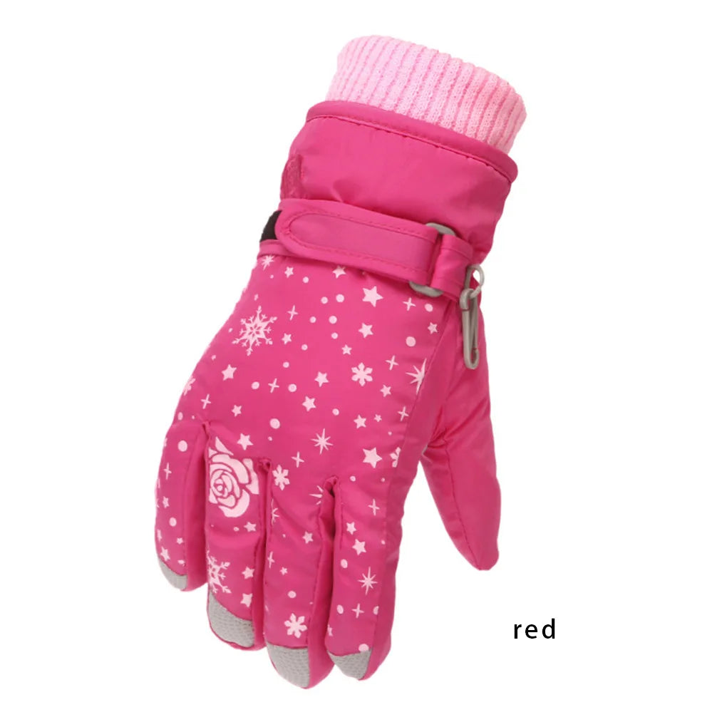1 Pair Winter Children Skiing Glove Gloves Mittens Activity Light Pink