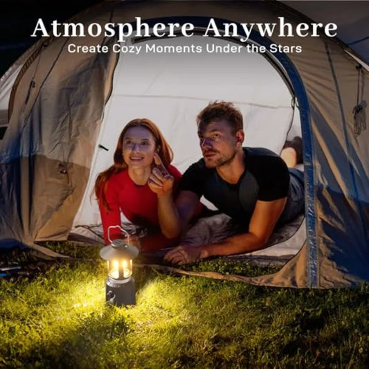 Camping Lantern Rechargeable Telescopic 8000mAh Retro Waterproof Camping Light Electric Lanterns for Power Outages Vintage Hurr