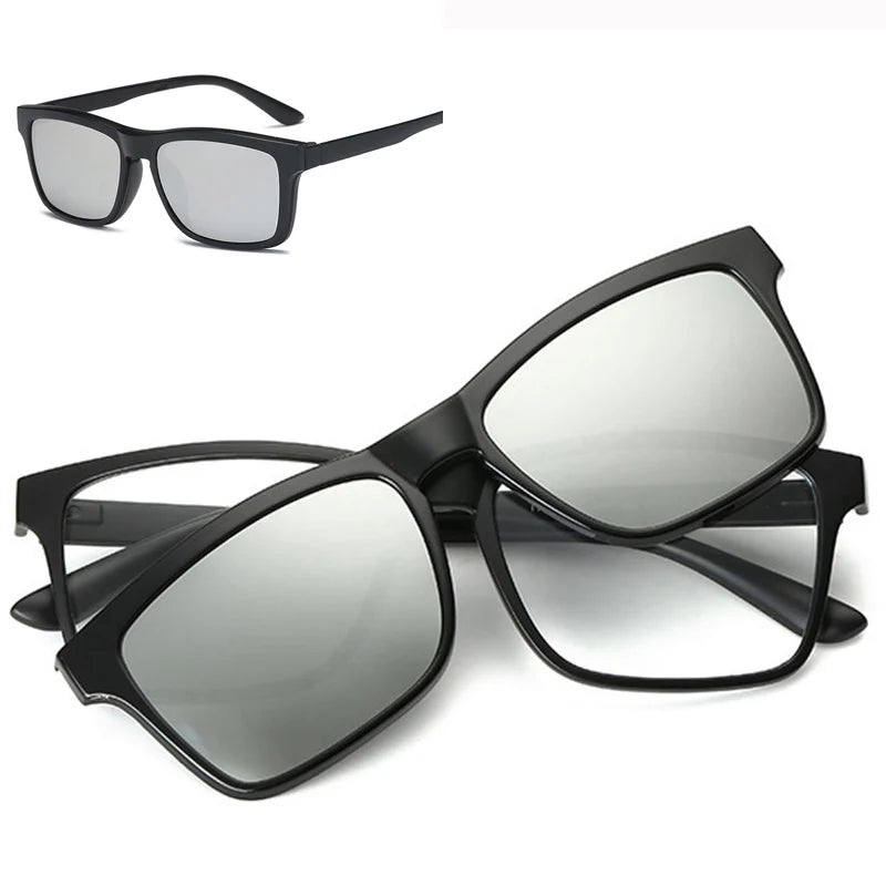Magnetic Sunglasses Men Women Clip on Glasses Square Optic Prescription Myopia Spectacle Frames Men Outdoor Fishing GogglesUV400