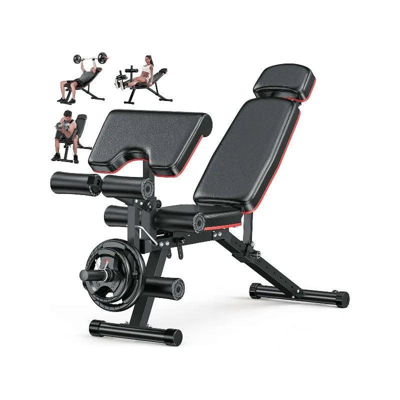 Large Fitness Equipment Built-In Transportation Wheel 10 Positions Adjustable Weight Bench