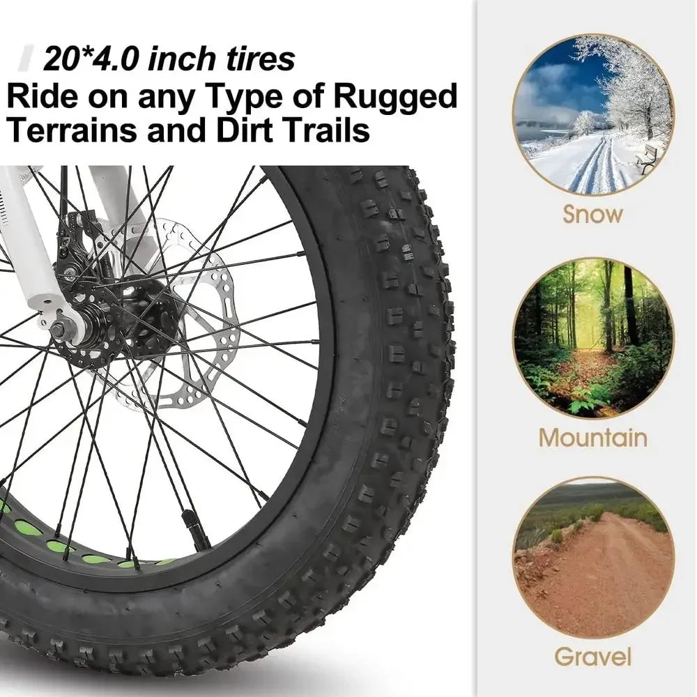 20 Inch 7-Speed Dual-Disc Brake Kids' Mountain Bike for Ages 5+, Suitable for Beach and Trail Riding