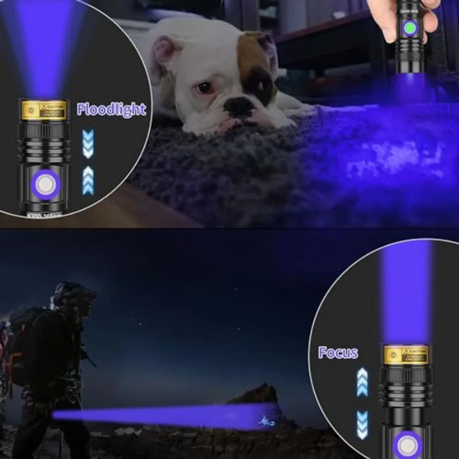 UV Flashlight Black Light USB Rechargeable 365nm Blacklight Mini, Woods lamp Portable Handheld Powerful LED Ultraviolet Lights