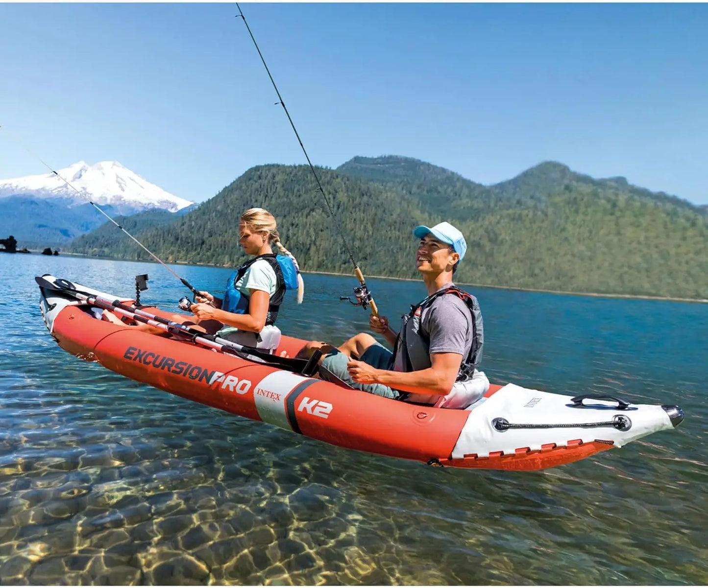 68309EP Excursion Pro K2 Inflatable Kayak Set: Includes Deluxe 86in Kayak Paddles and High-Output Pump – SuperTough PVC