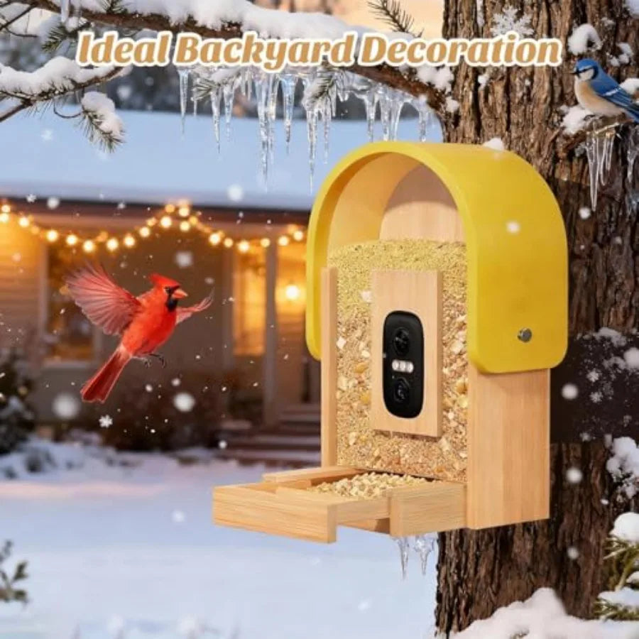 Smart Bird Feeder with Camera for Outdoor Use Solar Powered ABS Plastic Black White 2.7L Capacity with AI Species Recognition f