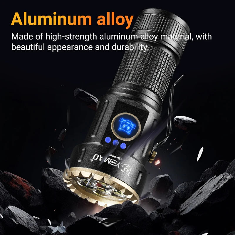 YEMAO F337X Powerful Led Flashlight 7 XTE Leds 3000 Lumens 200 Meters 18650 Battery Multi-color Auxiliary Lights EDC Torches