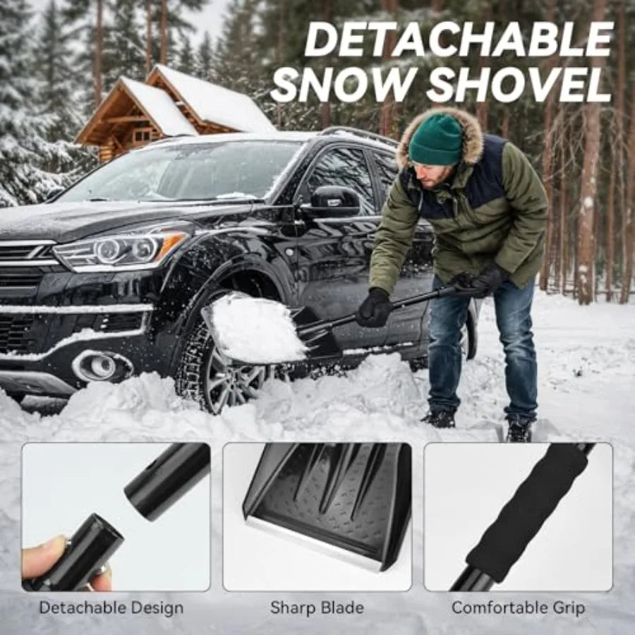 Car Emergency Safety Kit Bag with Digital Air Compressor Jumper Cables First Aid Kit Winter Vehicle Roadside Safety Kit with De