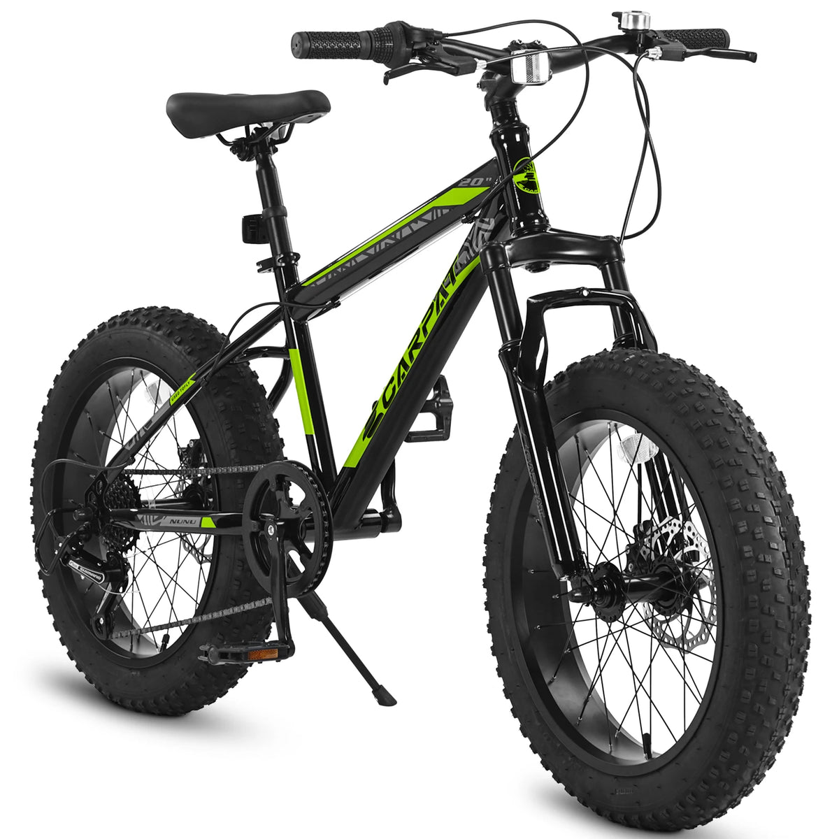 20 Inch Fat Tire Kids Mountain Bike, 4.0" Wide Non-Slip Fat Tires, 7-Speed Disc Brake, Boys Girls Outdoor Kids' Bicycles Gift