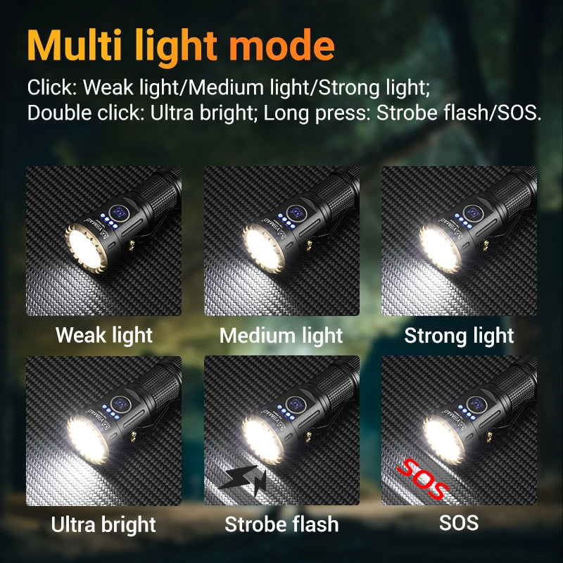 YEMAO F337X Powerful Led Flashlight 7 XTE Leds 3000 Lumens 200 Meters 18650 Battery Multi-color Auxiliary Lights EDC Torches