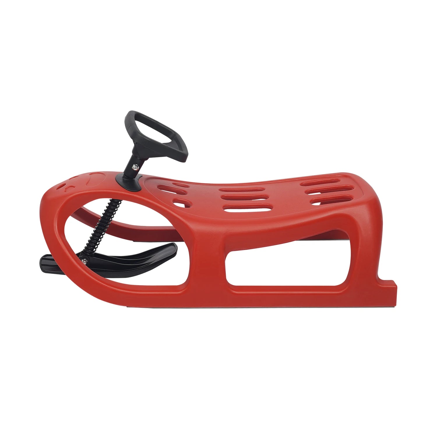 Single Rider Racer Toboggan with Steering Wheel and Pull Rope, Outdoor Snow Sled for Toddlers & Kids, Load Capacity 220.46lbs