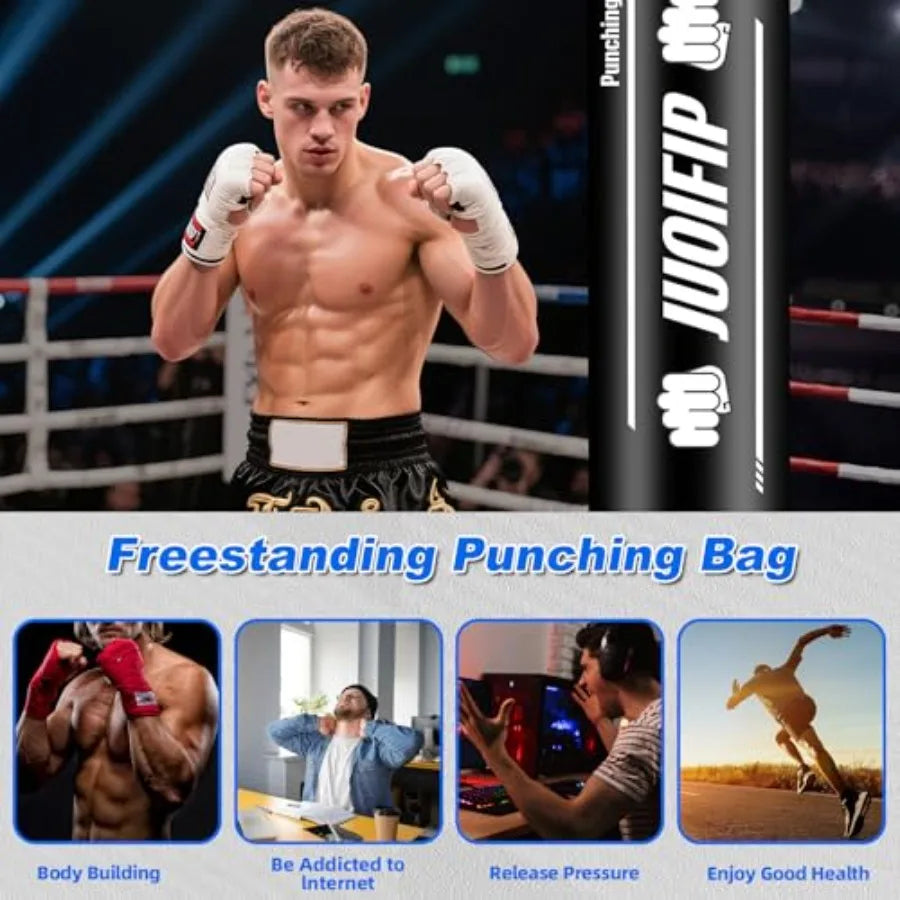 Freestanding Punching Bag with Stand, Men Standing Kickboxing Bag, Heavy Boxing for Adult Teens, Suitable for MMA Dummy Karate