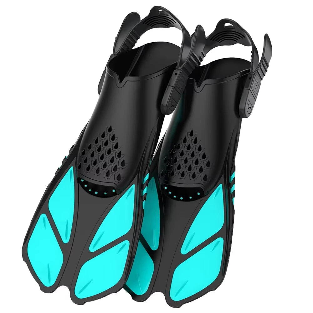 Adjustable Snorkel Fins for Adults and Teens Soft Silicone Diving Fins Comfortable Breathable Swim Fins for Snorkeling Diving 