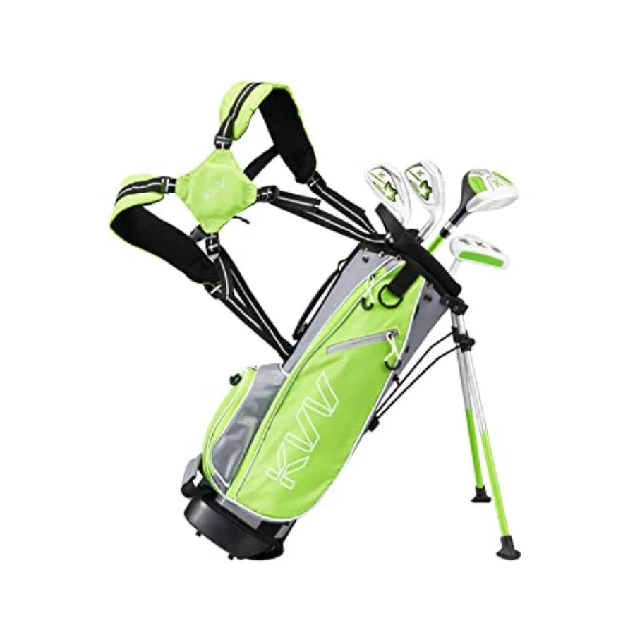 Junior Complete Golf Club Set for / Right Hand Includes Oversize Driver Irons Putter Head Cover Portable Golf Stand Bag Perfect