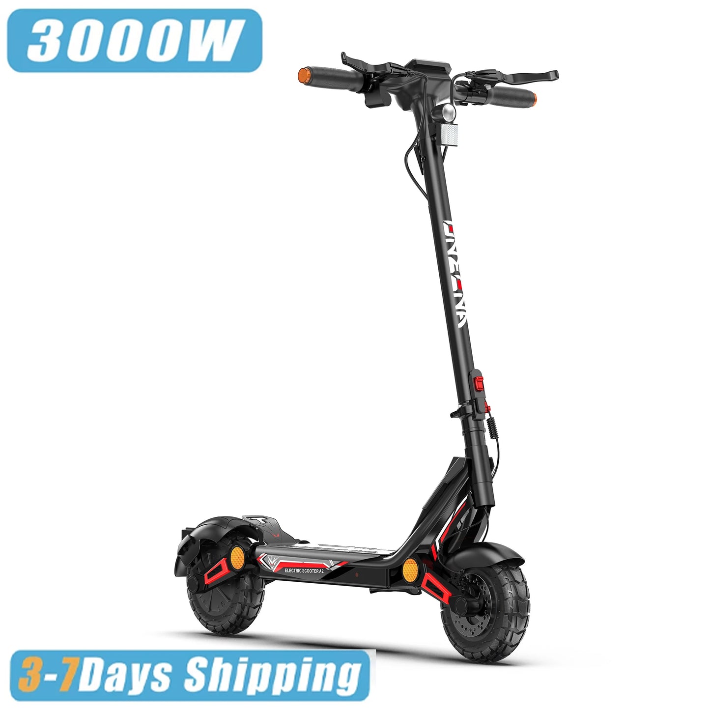 3000W Foldable Adult Dual Motor Electric Scooter - Top Speed 35 Miles, Range 45 Miles, Foldable Off Road/Commuter Electric Scooter with 10 Inch Road Tires, Dual Shock Absorber