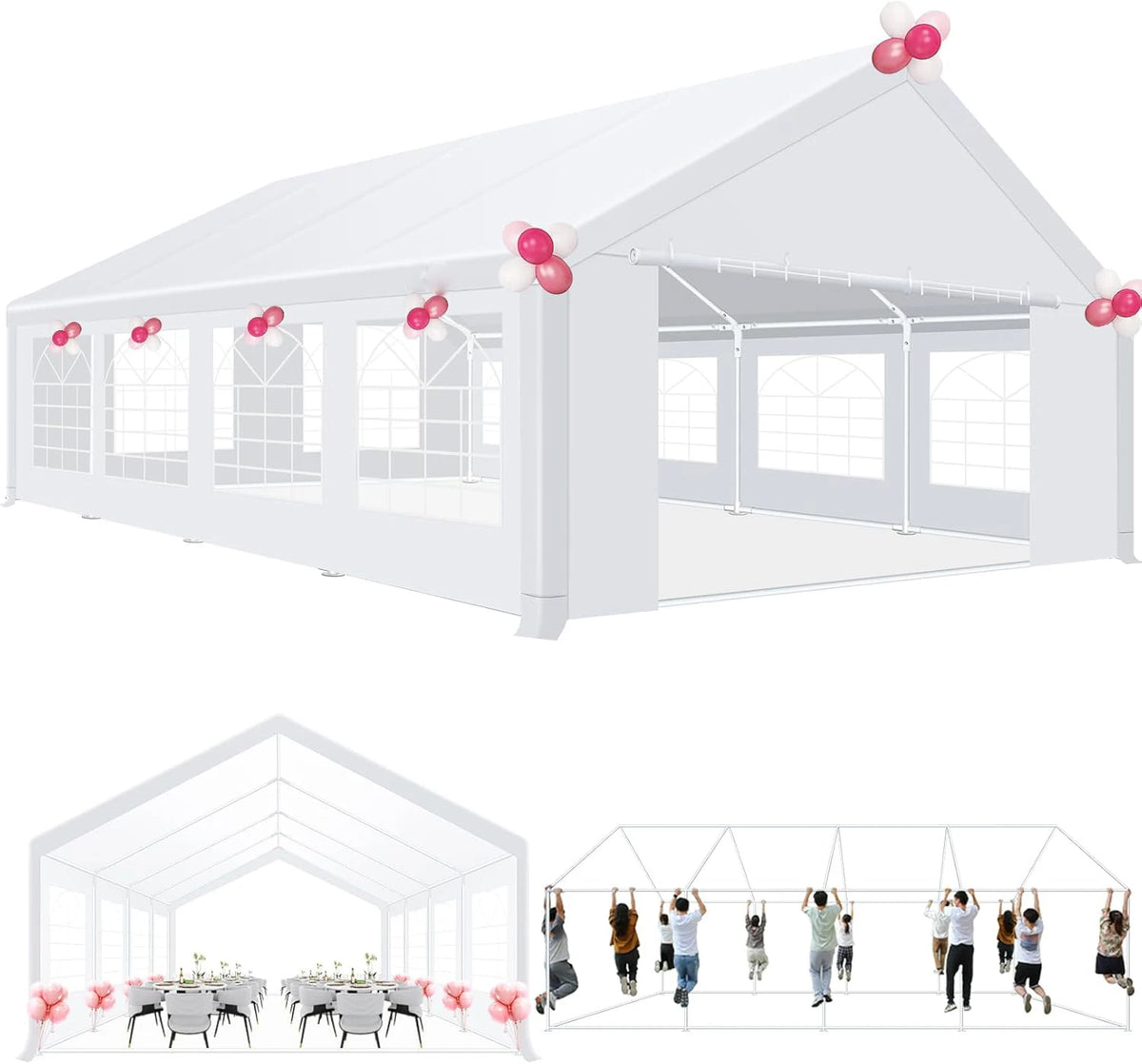 20×40FT Party Tent Heavy Duty, Wedding Tent, Event Tent for Parties, with 8 Removable Sidewalls,20×40FT Tent Carpas para Fiestas