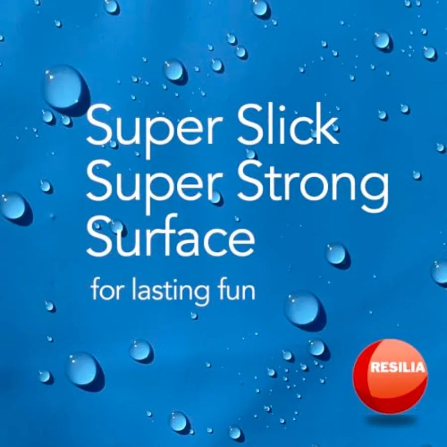 Super Slip Lawn Water Slide Jumbo for adults and teens, polyethylene, powder blue, 50 ft x 12 ft with hold steady stakes, made