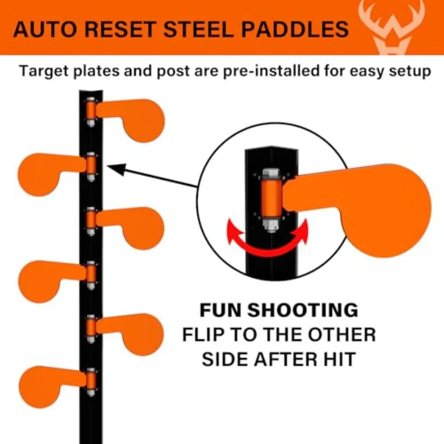 AR500 Dueling Tree Target Kit with Six Steel Paddles 4 x 1 4 Reactive Shooting Targets and Adjustable Stand for Outdoor Range T