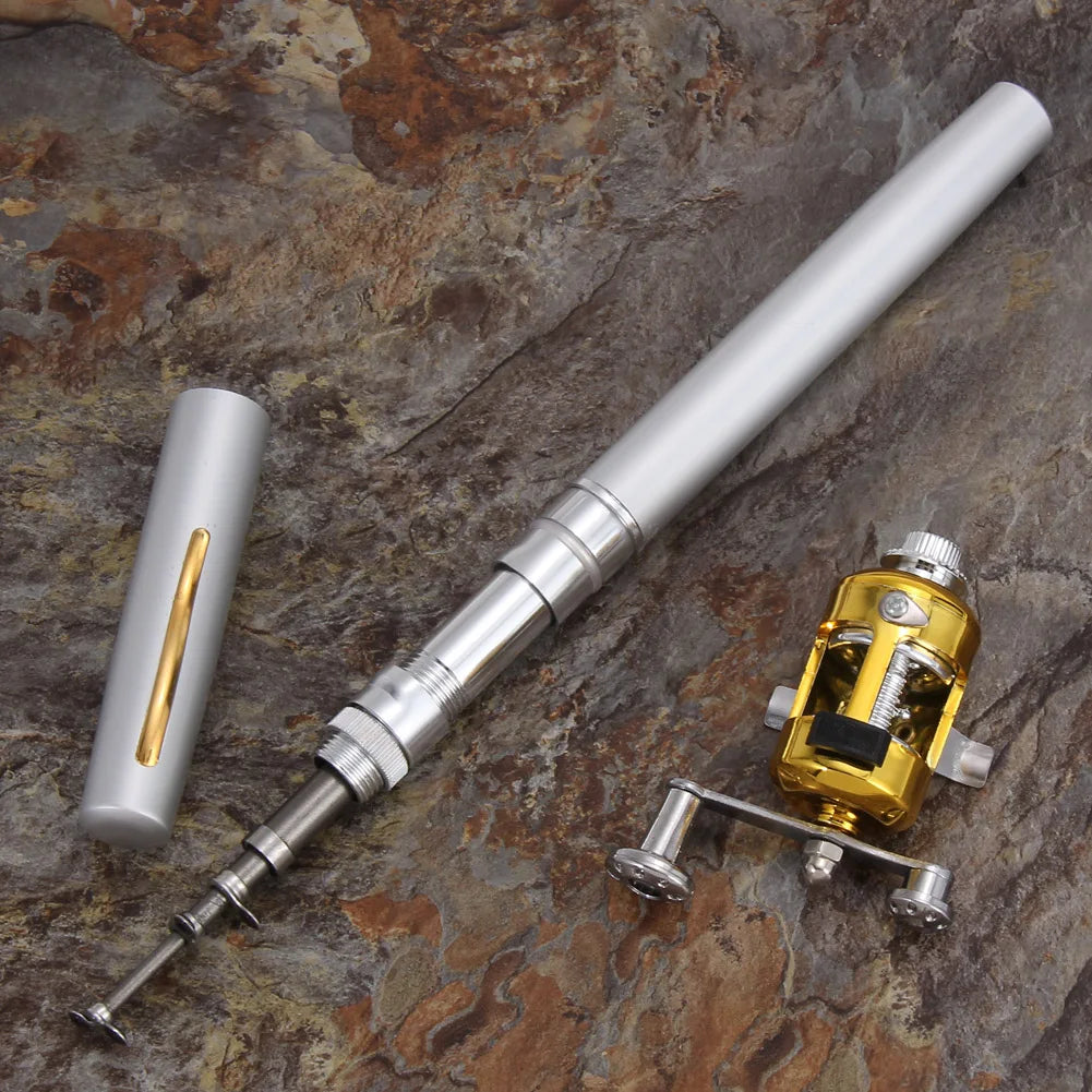 Fishing Rod Reel Combo Set Mini Telescopic Pocket Pen Fishing Rod Pole Fish Rod+Reel Pen Fishing Pole Kit Fishing Tool