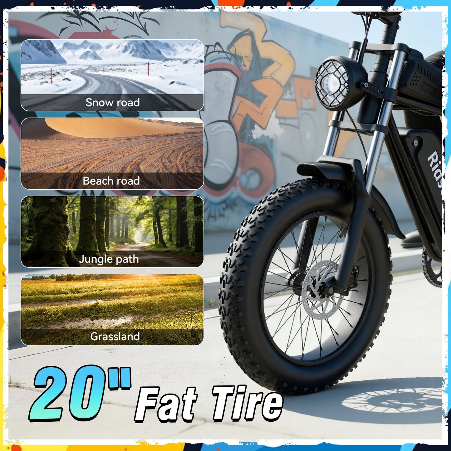 RIDSTAR Q30 Electric Bike for Adults E-Bike 2000W 48V 20AH 20" Fat Tire Electric Dirt Bike Bicycle UL2849  for Mountains Road