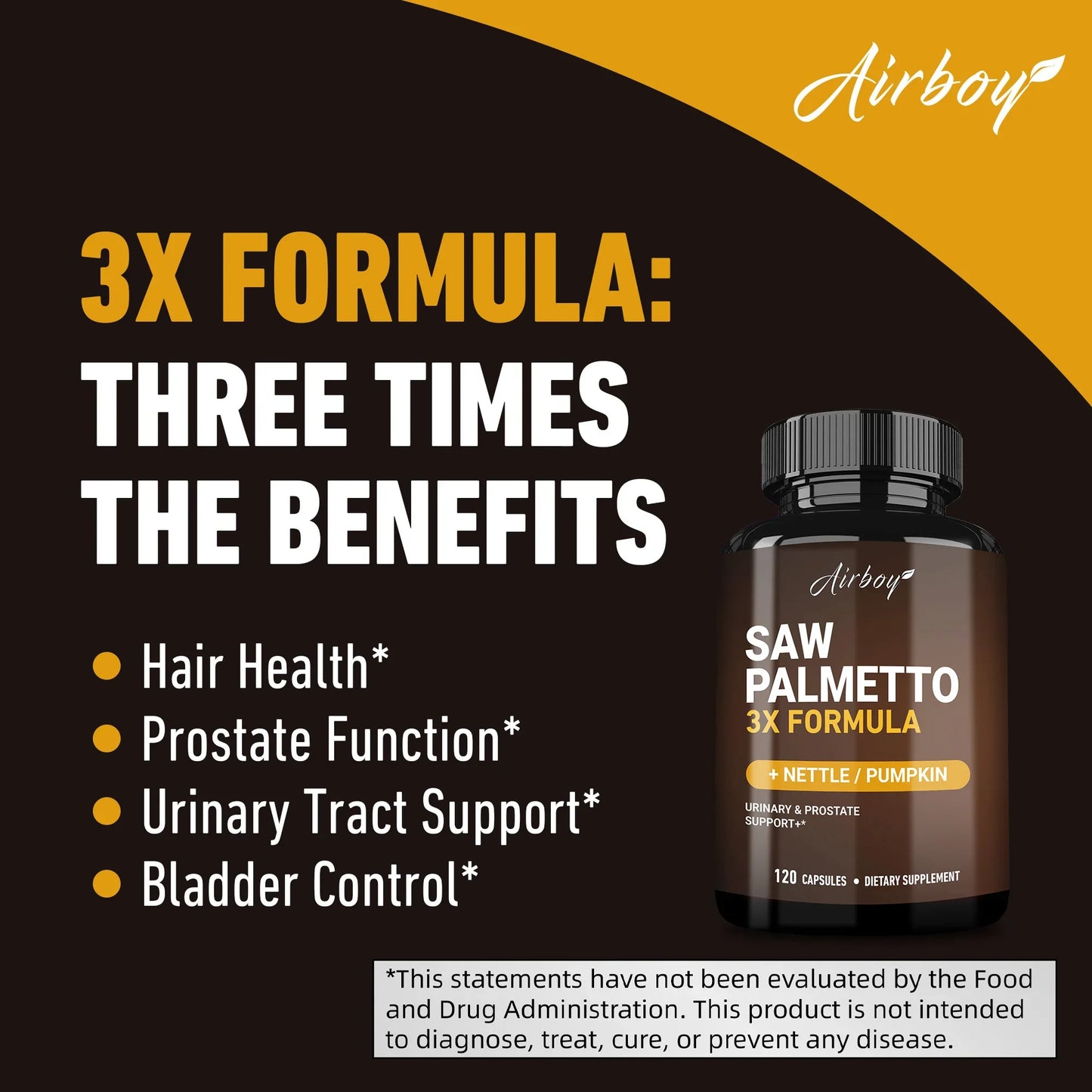 Saw Palmetto Capsules - DHT Blocker, Promotes Urinary Tract and Prostate Health, and Reduces Urination Frequency - 120 Capsules