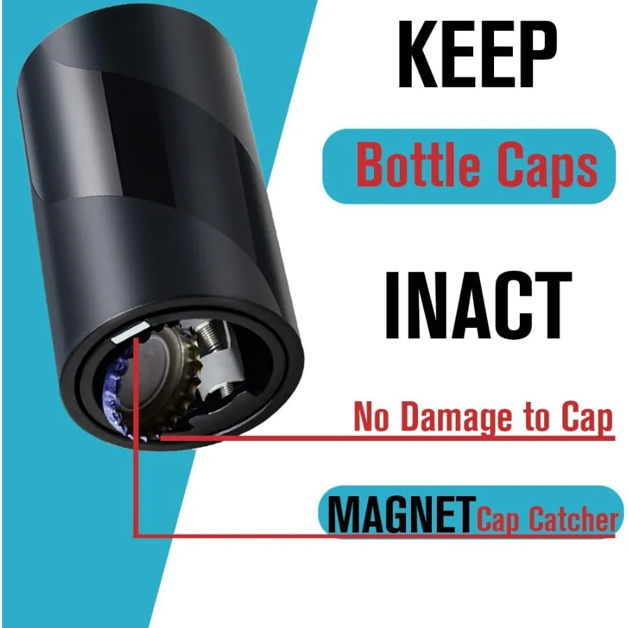 2 PACK Push Down-Pop Off Beer Bottle Opener with Magnetic Cap Catcher No Damage to CapsAutomatic Decapitator Beer/Soda Magnet B