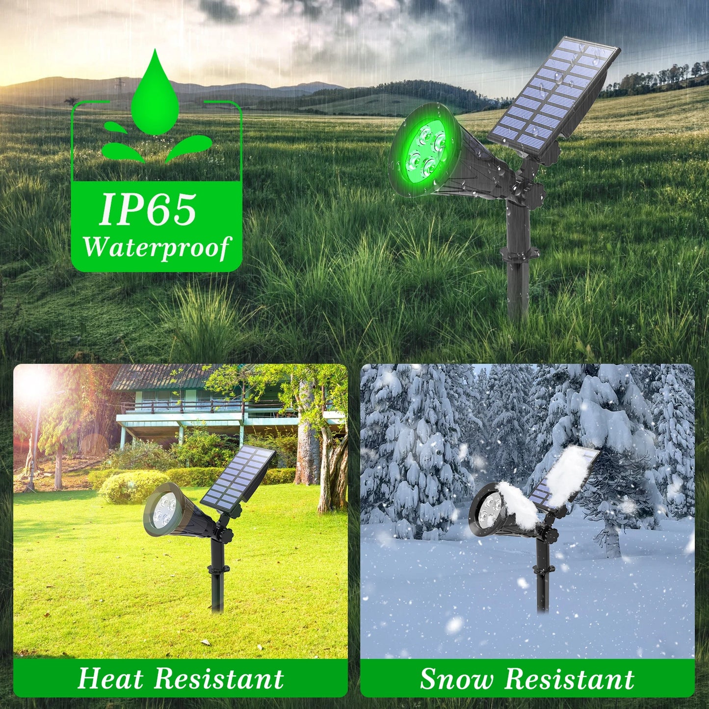 2pcs Green Led Solar Lights Solar Spotlight IP65 Waterproof Solar Wall Light Solar Garden Light Solar Lamp Outdoor