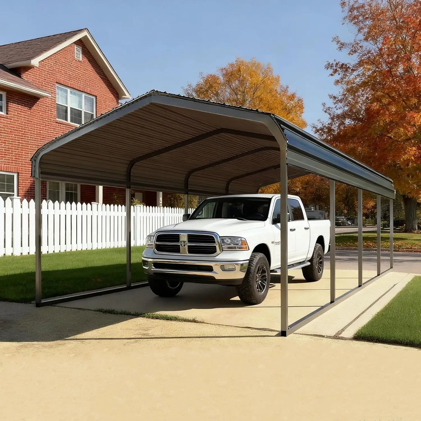 10x20 Ft Heavy Duty Metal Carport Galvanized Steel Extra Large Canopy Shelter for Dual Vehicle RV Customized Car Storage