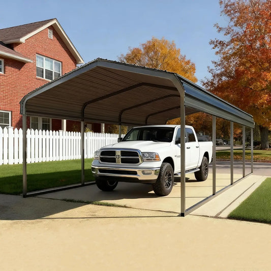 10x20 Ft Heavy Duty Metal Carport Galvanized Steel Extra Large Canopy Shelter for Dual Vehicle RV Customized Car Storage