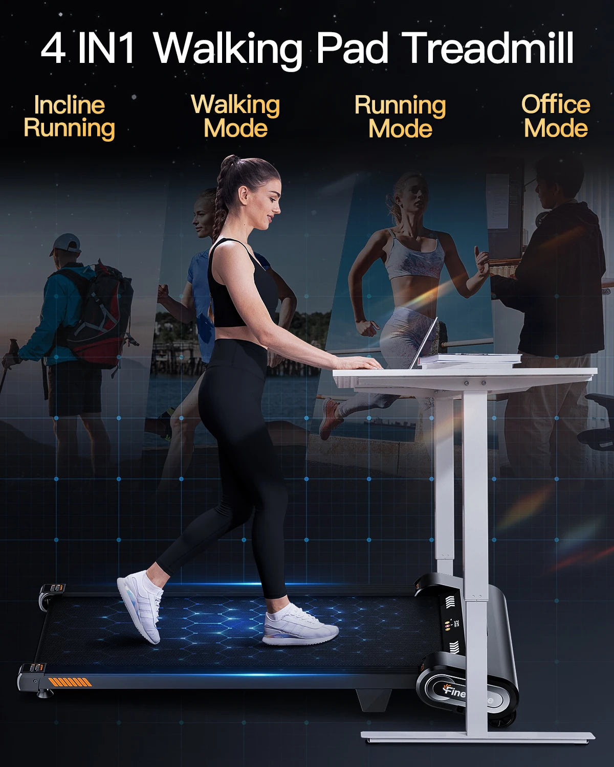 Akluer 13% 6-Level Walking Pad with Auto Incline,2.5HP 330Lbs Capacity Portable Compact Treadmill for Home Office,LED Display