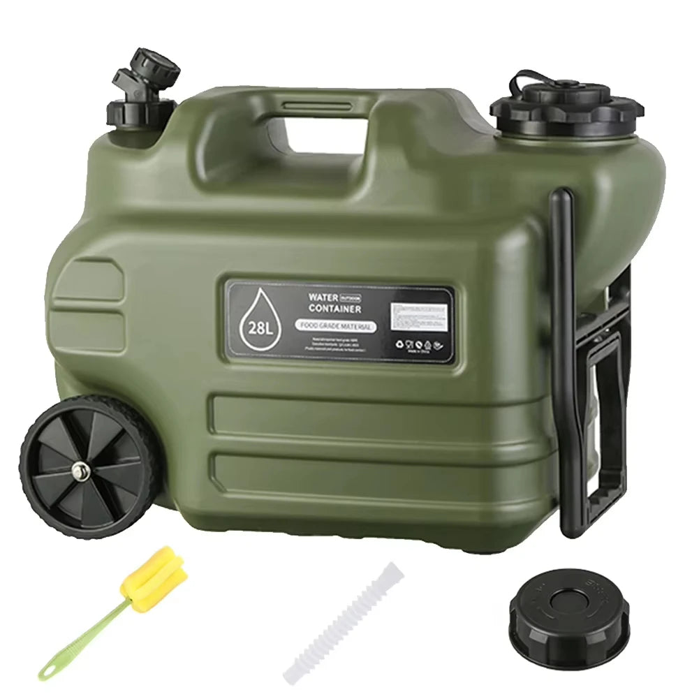 28L Outdoor Water Bucket Camping Water Container With Detachable Faucet Emergency Water Storage Bucket Hiking Picnic Jug Tank