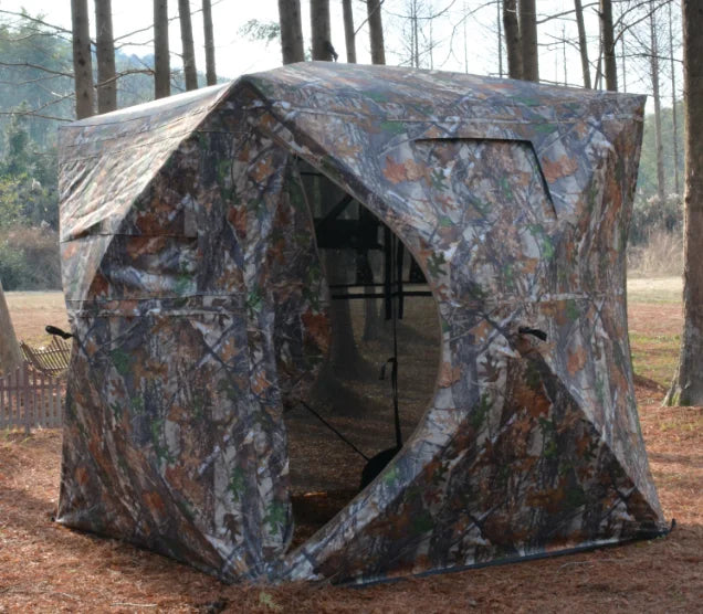 Outdoor Hunting Pop Up Ground Blinds for 4-6 People 116" 58" 66" with Windows and Silent Magnetic Door Lightweight Blinds