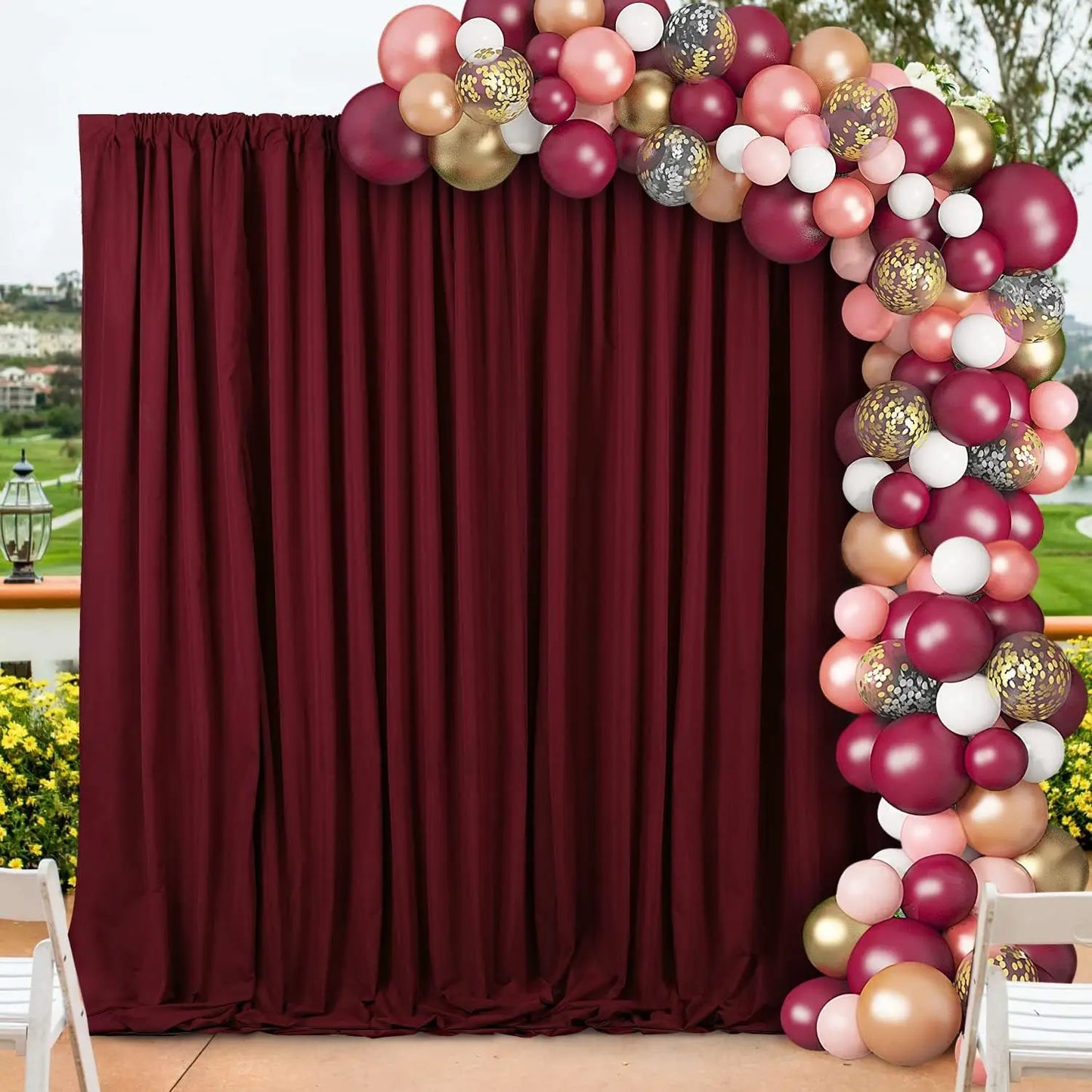 10 Panels-5ft x 10ft Wedding Curtain Backdrop Burgundy Curtains for Parties Wedding Ceremony Reception Swag and Backdrop Decorat