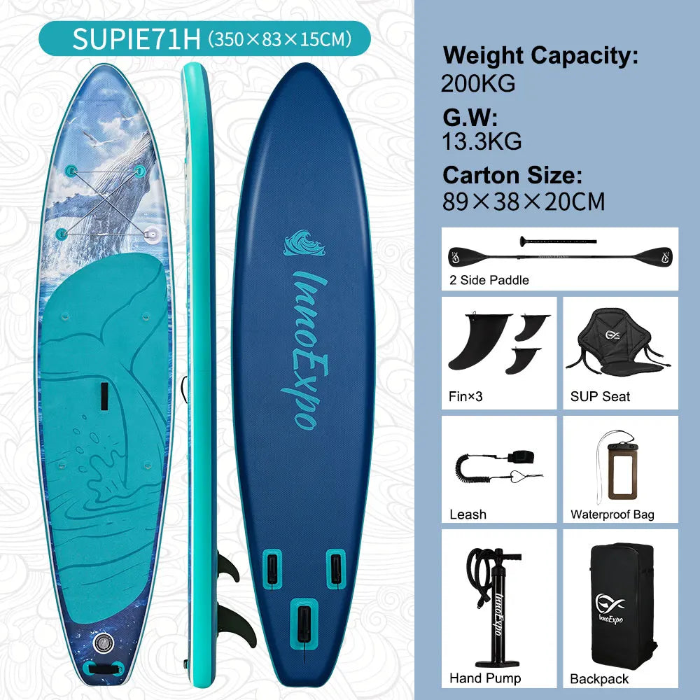 InnoExpo Inflatable Stand Up Paddle Board for All Skill Levels with Premium SUP Paddleboard Accessories,Non-Slip Comfort Deck
