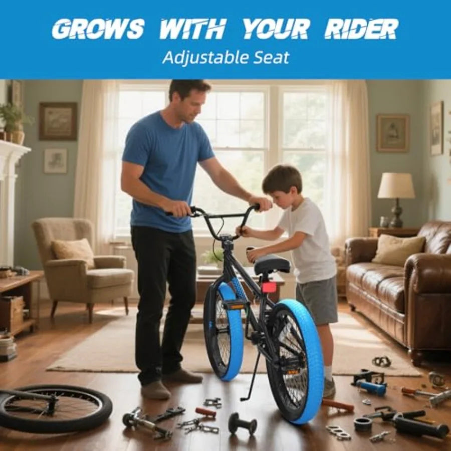 18/20 Inch Boys BMX Bike for Ages 8-12 with Front and Rear U Brake Adjustable Seat Iron Fork 2.09 Wide Tires Black Frame