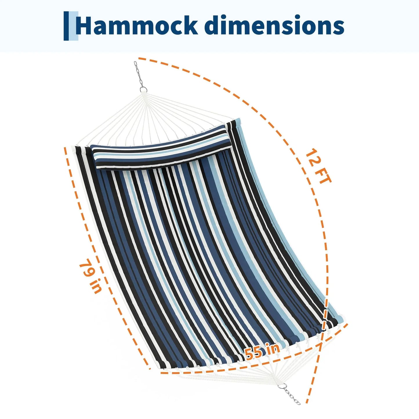 Extra Large Outdoor Hammock – Quality Durable Deep Gray Fabric – Comfortable Hanging Bed for Garden, Patio, Backyard – 350cm